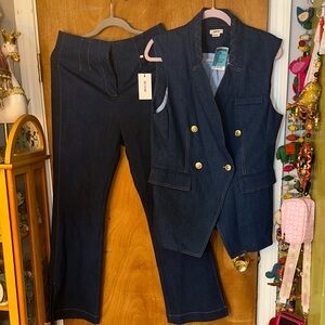 Jason wu  Dark Indigo Denim Vest & Pants Set